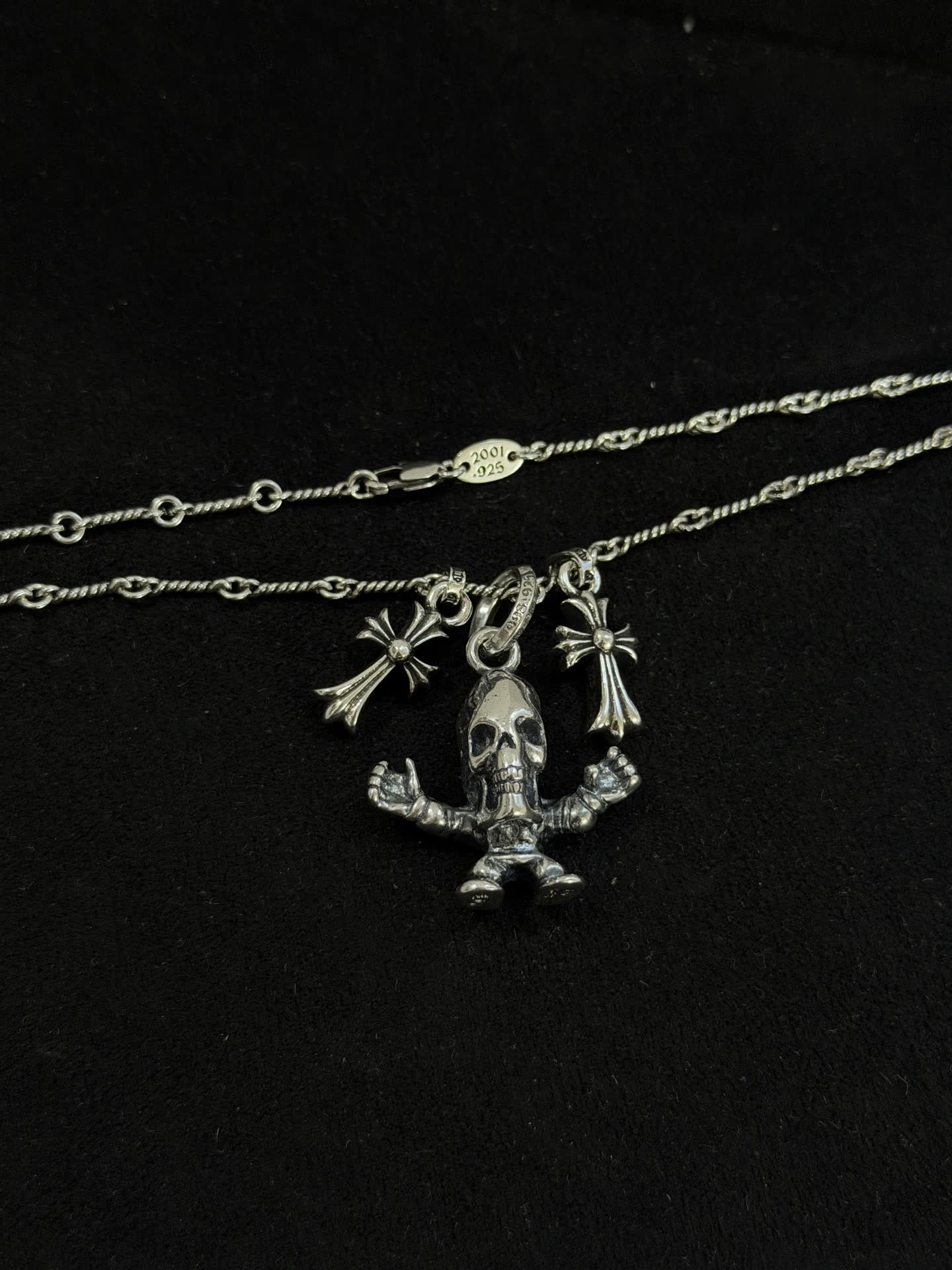 Chrome Hearts Silver Skull Pendant Necklace